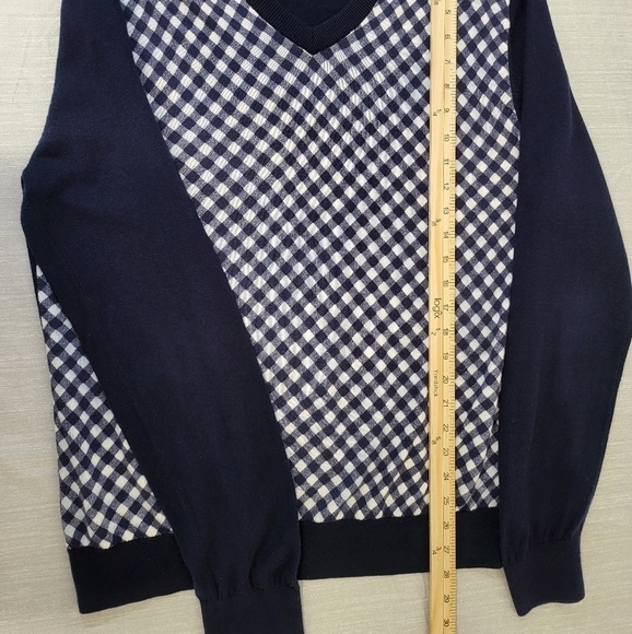 Tommy Hilfiger Sweater Mens L Checkered Print Long Sleeves V-neck Relaxed Fit - Picture 7 of 7